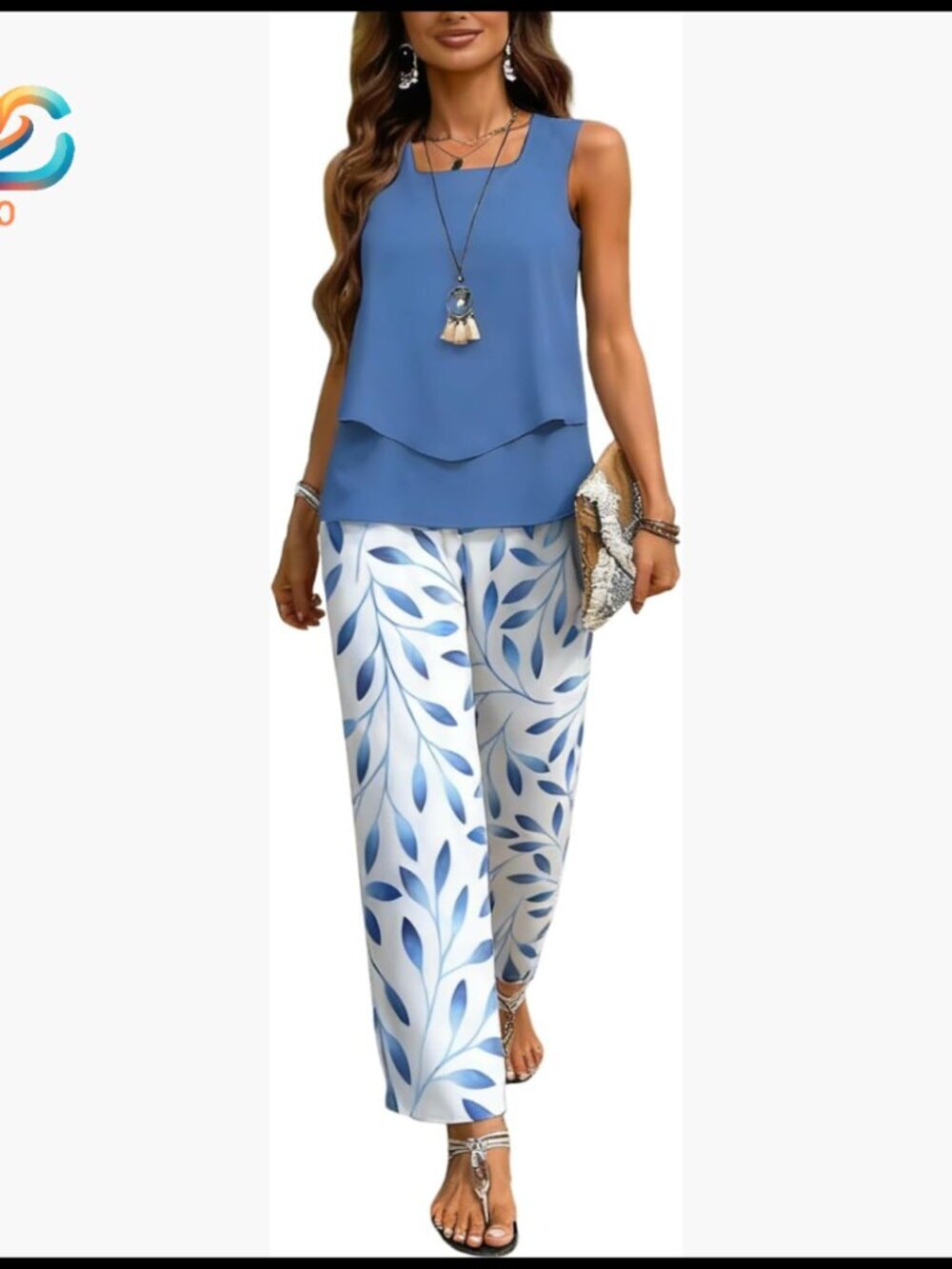 XXL Linen 2-Piece Set Sleeveless Top Wide Leg Pants Lounge Travel Outfit